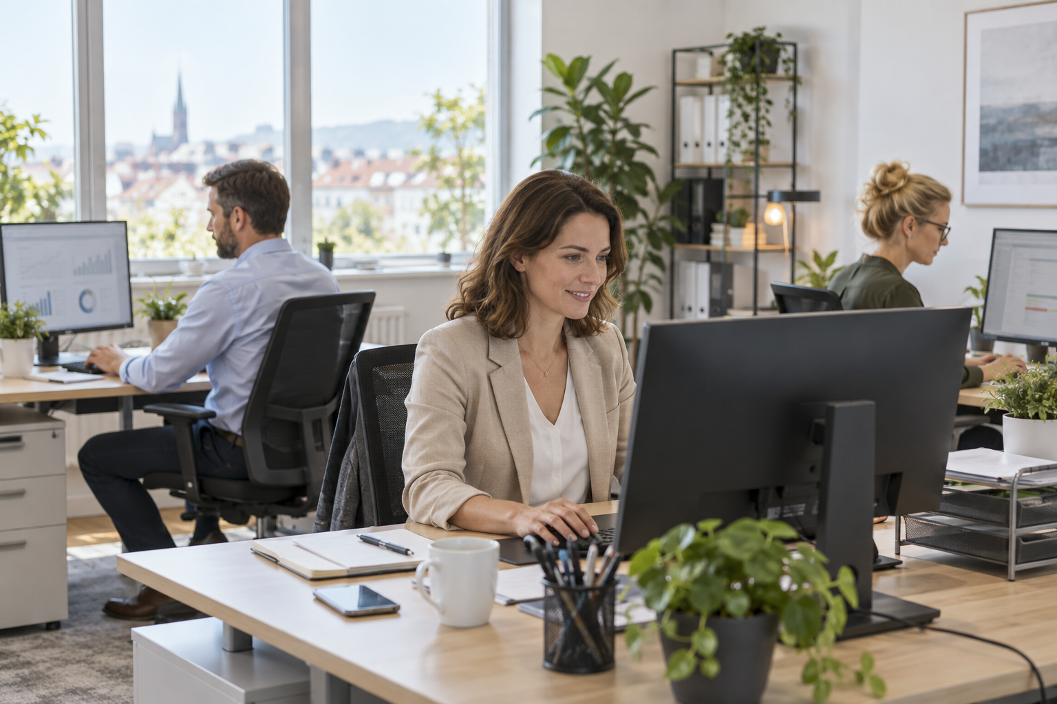 Team eines wirtschaftsnahen Servicebetriebs im Büro
